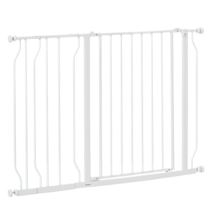 Wide Dog Safety Gate, with Door Pressure, for Doorways, Hallways, Staircases - White