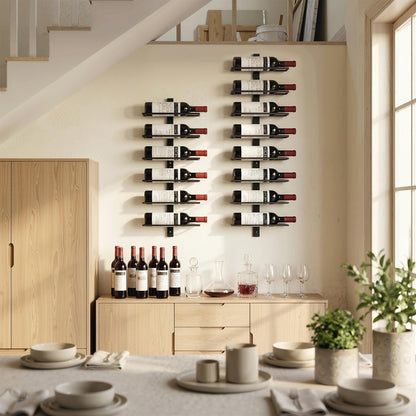 Wall Mounted Wine Rack, 6 Tier Metal Wine Display Rack, Storage Holder for Kitchen, Black
