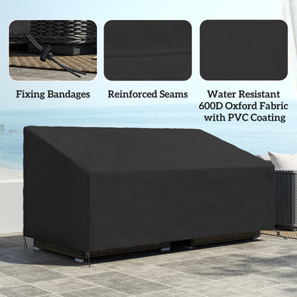600D Oxford Cloth Garden Furniture Cover Waterproof, 3 Seater Sofa Protector for Patio, Outdoor, Black, 218 x 111 x 63-101 cm