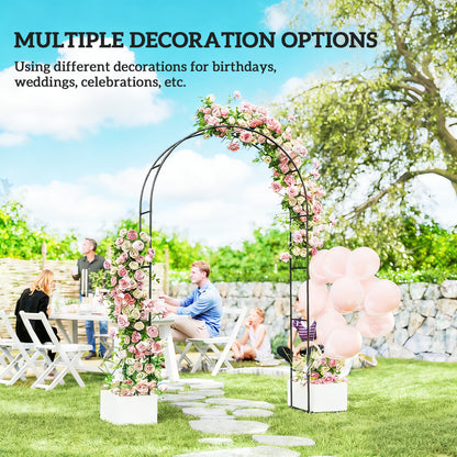 Garden Arch, 2.4 m High x 1.5 m Wide Metal Garden Trellis for Climbing Plants, Outdoor Wedding Arch for Bridal, Black