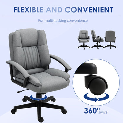Linen-Look Padded Office Chair - Grey