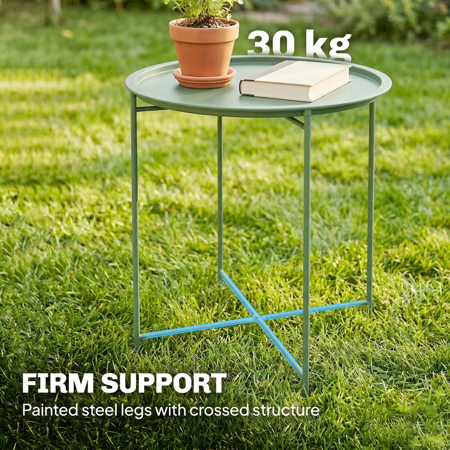 Steel Removable Tray Top Garden Table - Green