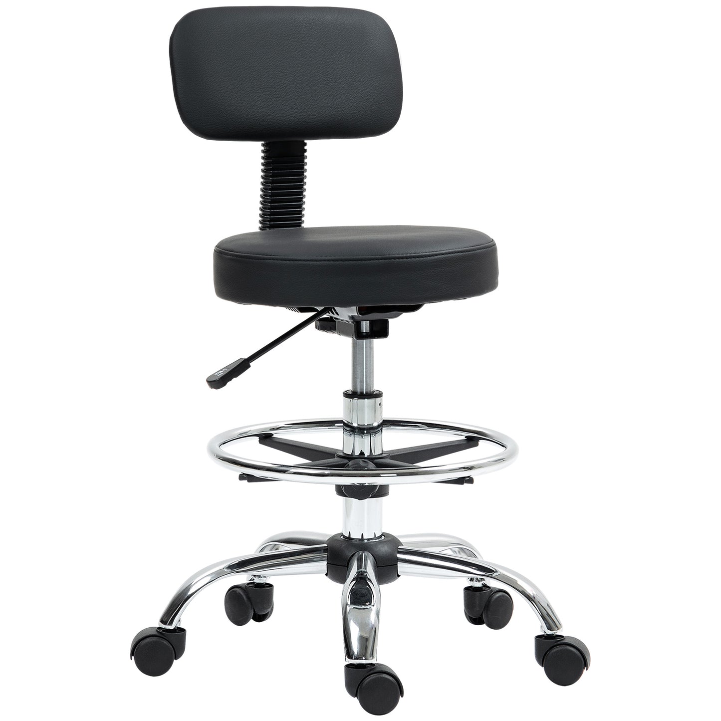 Drafting Chair, Office Chair with Backrest and Adjustable Footrest, Height Adjustable Stool