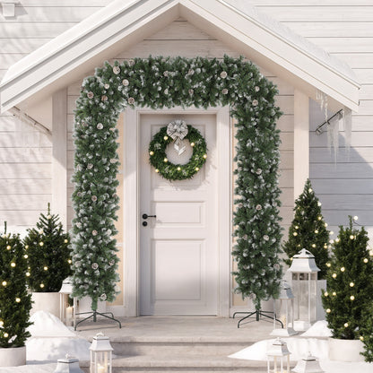 8.2 ft Snow Frosted Christmas Tree Arch, Christmas Arch Doorway Decor with 1800 Tips and 91 Pinecones