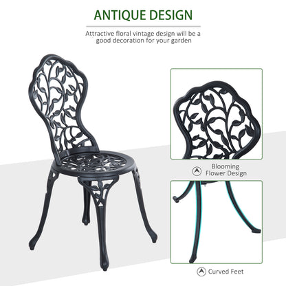 3 Pcs Aluminium Bistro Set Garden Furniture Dining Table Chairs Antique Outdoor Seat Patio Seater Black