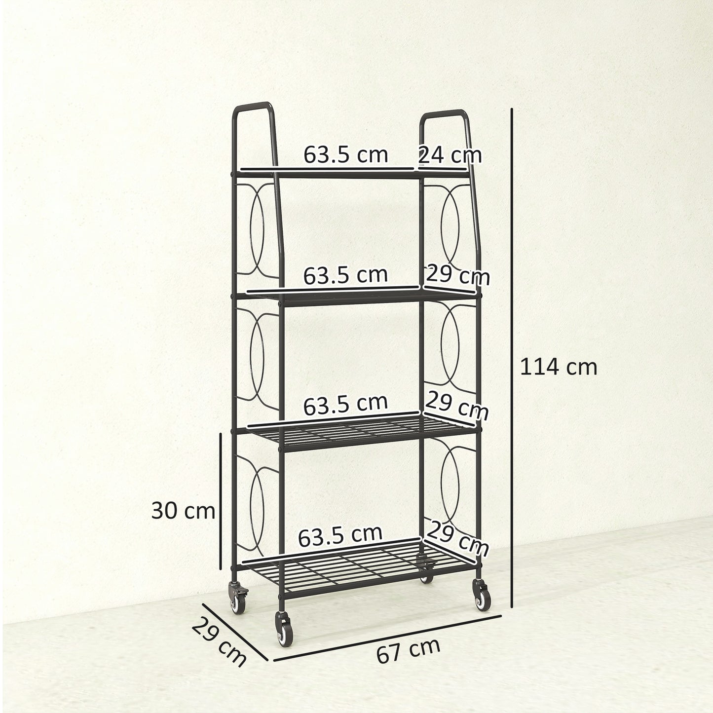 4-Tier Metal Plant Stand, Heavy Duty Ladder Shelf Potted Plants Display Rack with Lockable Wheels