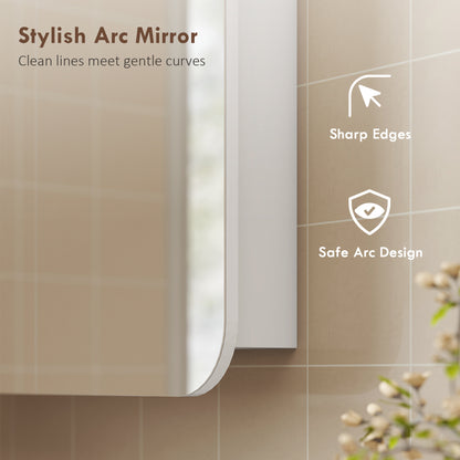 Arched Bathroom Mirror Cabinet with Adjustable Shelves - White