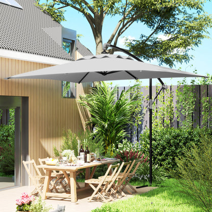 3(m) Cantilever Overhanging Parasol, with Cross Base - Light Grey