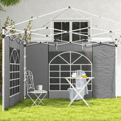 Gazebo Side Panels, 2 Pack Sides Replacement, for 3x3(m) or 3x6m Pop Up Gazebo, with Windows and Doors, Light Grey