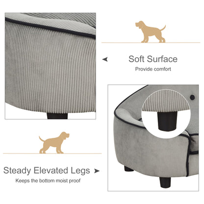 Dog Sofa for XS and S Size Dogs, Pet Chair Bed with Soft Cushion, Cat Sofa Couch with Washable Cover, Wooden Frame