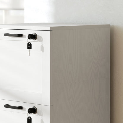3-Drawer Filing Cabinet with Lock - White