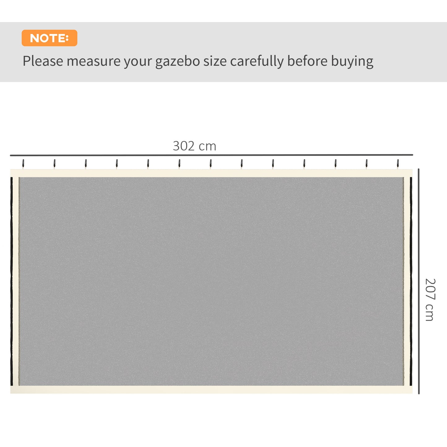 302 x 207cm Universal Replacement Mesh Sidewall Netting for Patio Gazebos and Canopy Tents, (Sidewall Only) Cream White