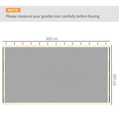 302 x 207cm Universal Replacement Mesh Sidewall Netting for Patio Gazebos and Canopy Tents, (Sidewall Only) Cream White