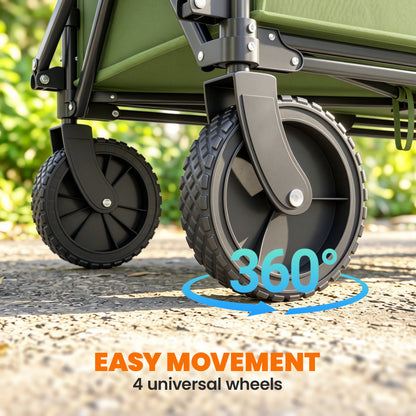 180L Festival Trolley on Wheels, Folding Compact Camping Trolley Cart with Adjustable Handle, 120 KG Capacity for Garden