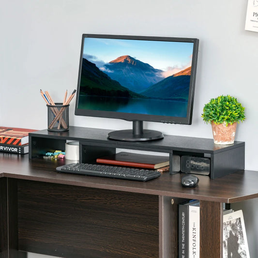 Dual Monitor Stand Riser with Adjustable Length and Angle