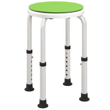 360° Swivel Shower Chair, Height Adjustable Aluminium Shower Stool with Non-Slip Feet for Disabled, Elderly, Green