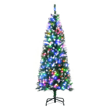 5FT Tall Prelit Pencil Slim Artificial Christmas Tree with Realistic Branches, 250 Colourful LED Lights and 408 Tips