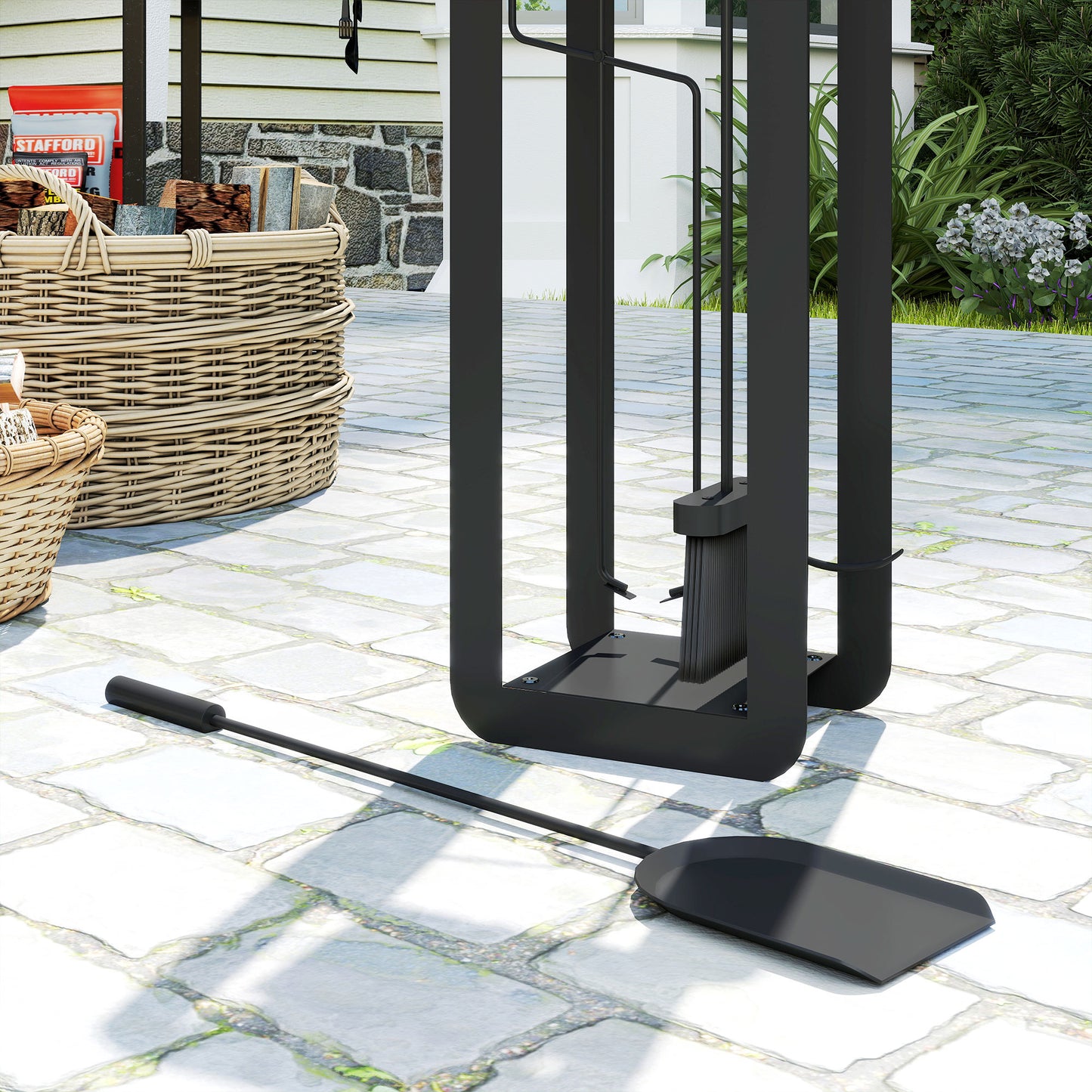 5 Pieces Fireplace Companion Set, Metal Fireplace Accessories Fireside Companion Set with Brush, Shovel, Poker