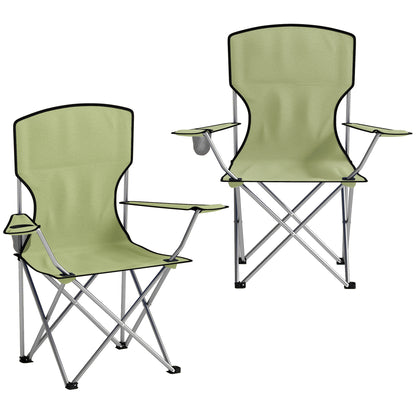Camping Chair Set of 2 Portable Folding Outdoor Camp Chair with Cup Holders and Carry Bag Green