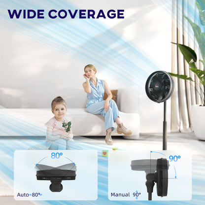 Pedestal Fan with Oscillating, Tilt, Adjustable Height, Black