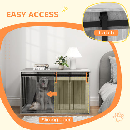 46.46'' Dog Crate Furniture with Removable Cushion & Security Latch for Extra Large Dogs - Grey