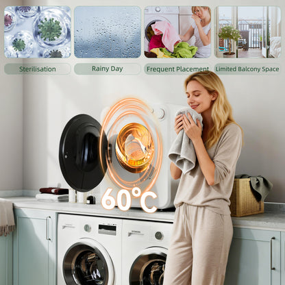 4kg Front Load Laundry Dryer, Portable Clothes Dryer with 2 Power Modes, 400W/800W, White
