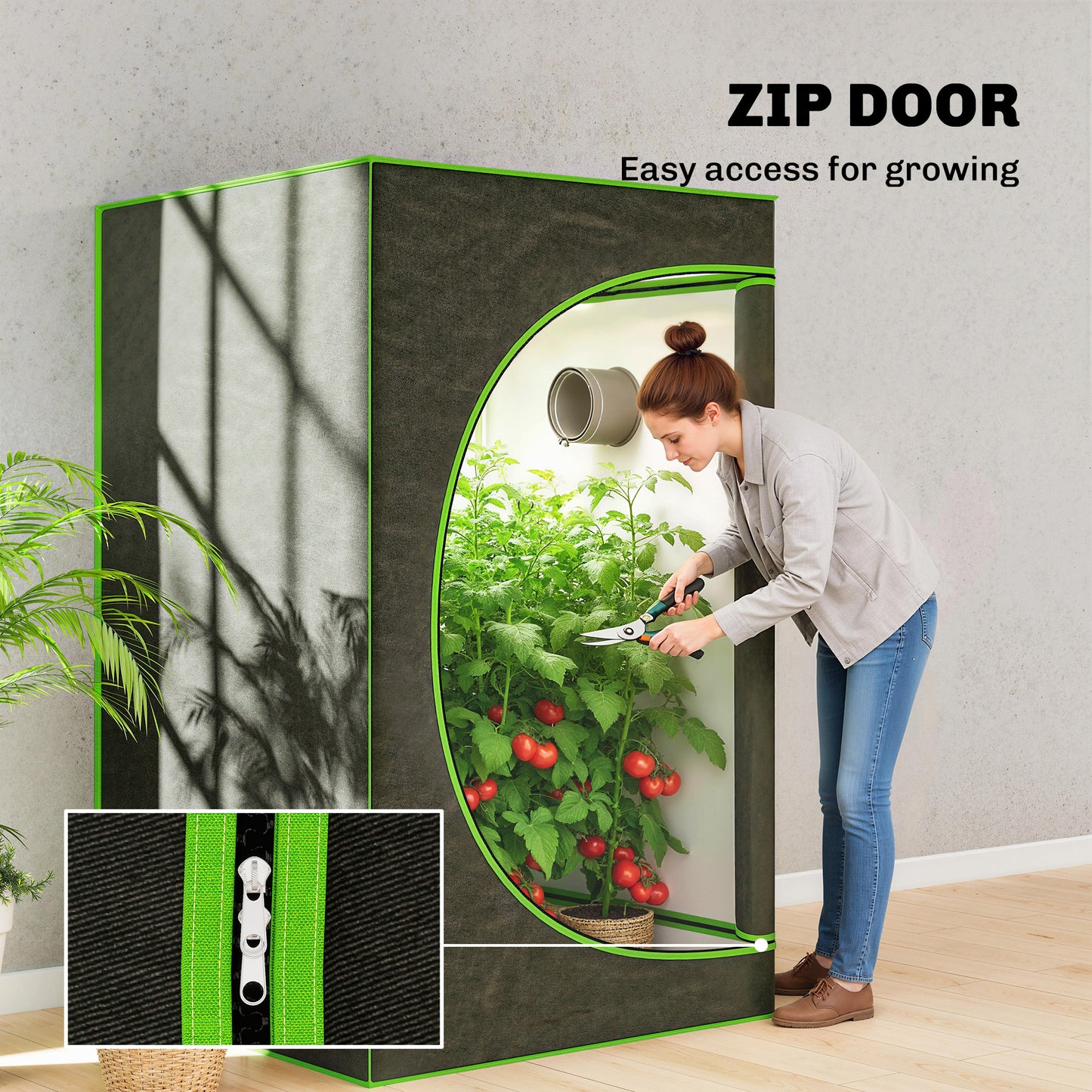 Grow Tent 120 x 120 x 200 cm, Reflective Mylar Hydroponic Growing Tent with 600D Oxford Fabric, Observation Window, Vent