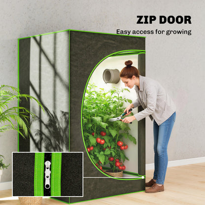 Grow Tent 120 x 120 x 200 cm, Reflective Mylar Hydroponic Growing Tent with 600D Oxford Fabric, Observation Window, Vent