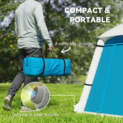 Inflatable Camping Tent w/ Hand Pump, Easy Setup 1/2 Person Blow Up Tent Waterproof 190T Taffeta w/ Mesh Windows