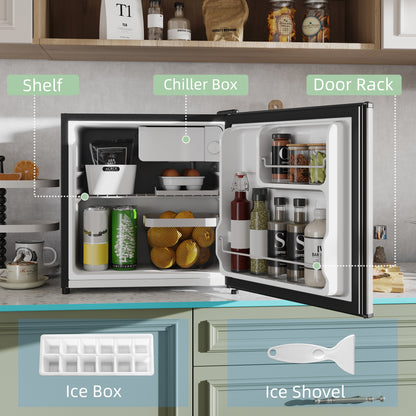 46 Litre Table Top Mini Fridge, Small Fridge with Ice Box, Reversible Door, Adjustable Temperature and Legs for Bedrooms