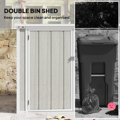 4.7 x 2.5FT Garden Shed, Double Bin Storage Shed with Lockable Doors, Outdoor Small Shed