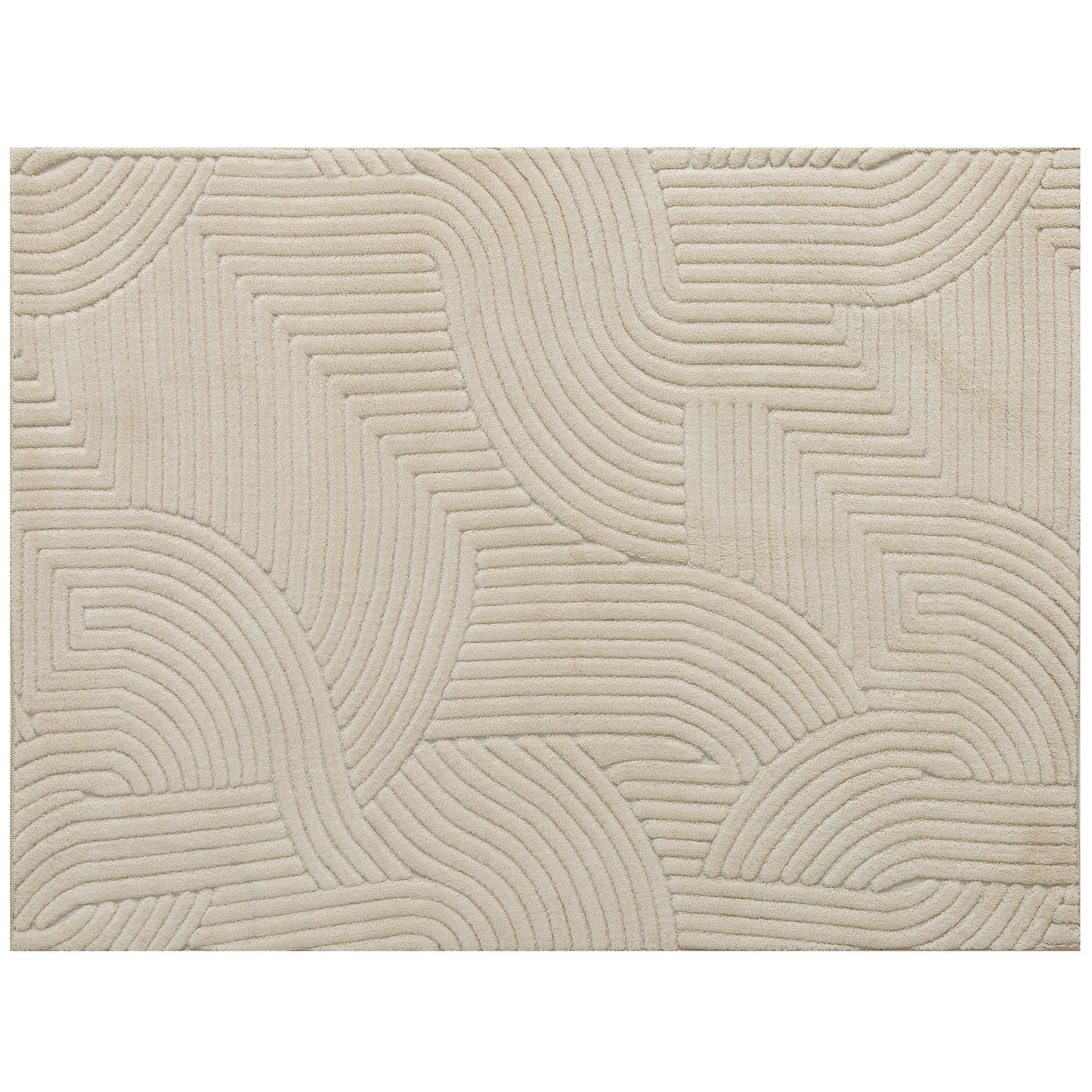Modern Geometric Rug, Thick Plush, Non-Slip, 200 x 140 cm, Cream, Living Room, Bedroom, Office