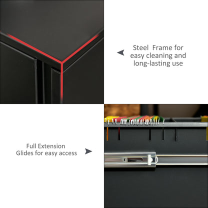 Metal Mobile File Cabinet with Wheels, Lockable 2 Drawer Filing Cabinet for A4, Legal, Letter