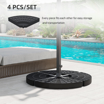 4 PCs 70KG Portable Round Parasol Base Umbrella Cross Stand Weights Holder Sand or Water Filled Outdoor Garden Patio