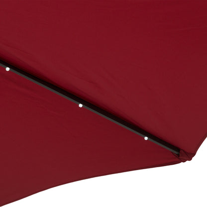 2.7m Patio Garden Umbrella Outdoor Parasol with Tilt Crank and 24 LEDs Lights (Red)