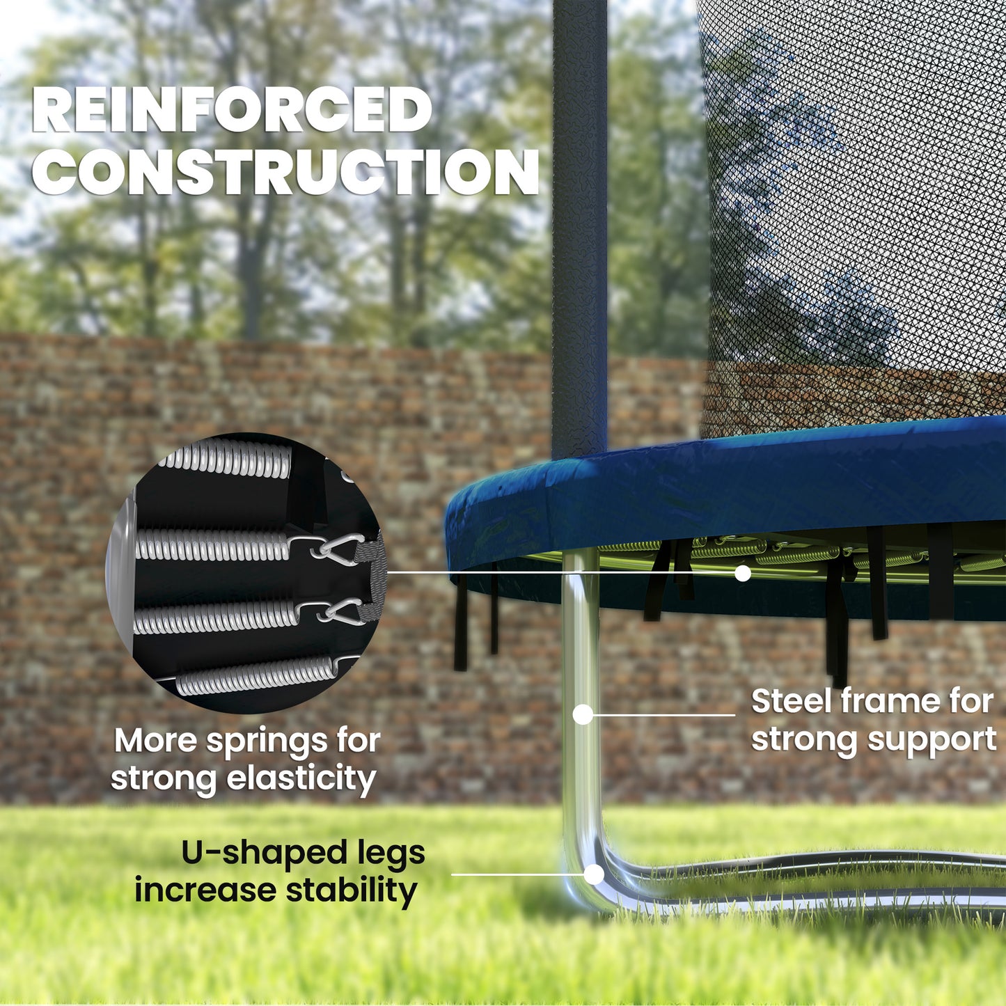 6ft Trampoline with Safety Enclosure Net, Steel Frame Outdoor Trampoline, with Edge, Safety Cover