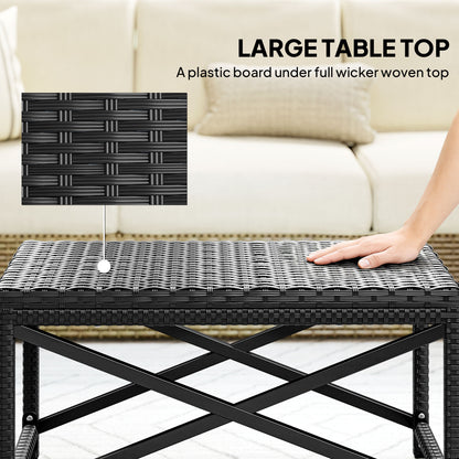 Outdoor Coffee Table Side Table with X-Shape Frame for Patio, Balcony, Black