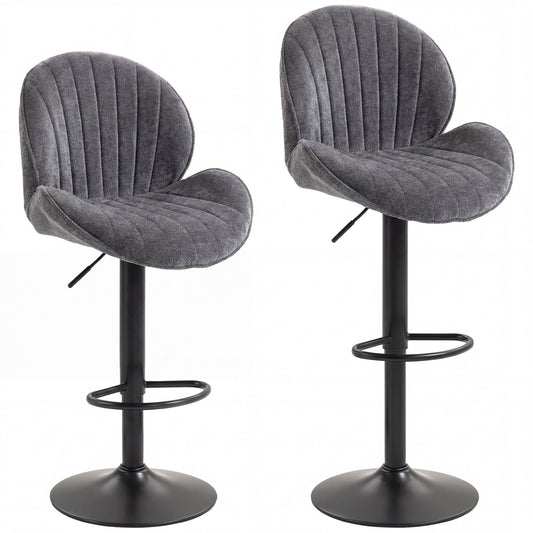 Bar Stools Set of 2, Swivel Barstools with Back, Adjustable Height and Footrest for Kitchen Island, Dining Room, Grey