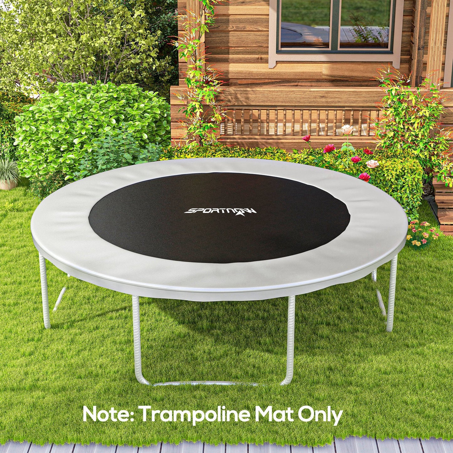Trampoline Replacement Mat with Spring Pull Tool, 54 V-Hooks, for 10ft Trampoline using 14cm Springs, Black