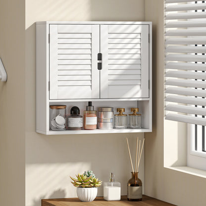 Bathroom Cabinet, Wall Mounted Storage Cabinet with Adjustable Shelves, 60 x 20 x 60 cm, White