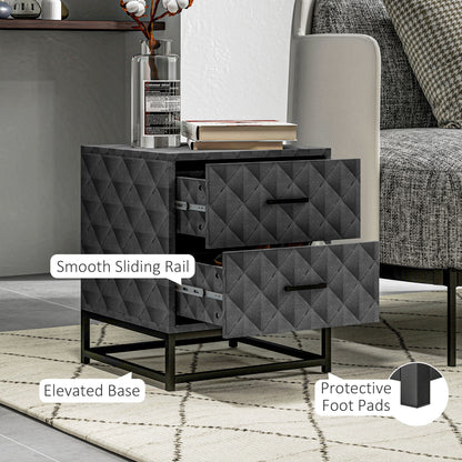 Bedside Tables Set of 2, Modern Bedside Table Nightstand with 2 Drawers, Bedside Cabinet Sofa Side Table with Storage