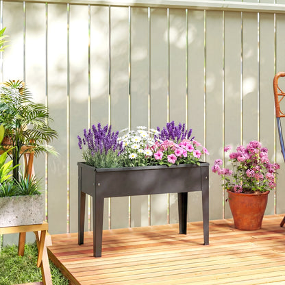Raised Planter, Metal Raised Garden Bed on Legs with Drainage Hole and Foot Covers, Black