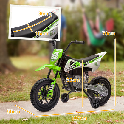 12V Kids Electric Motorbike, Kids Electric Ride on motorcycle w/ Twist Grip Throttle, Training Wheels, Green