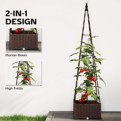 Raised Bed for Garden, Raised Garden Bed Planter Box with Trellis, Self Watering, Drainage Holes and Plugs