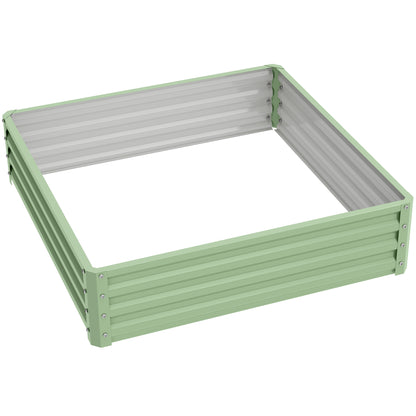 Square Raised Garden Bed Box with Weatherized Steel Frame for Vegetables, Flowers, & Herbs, 120 x 120 x 30cm, Light Green