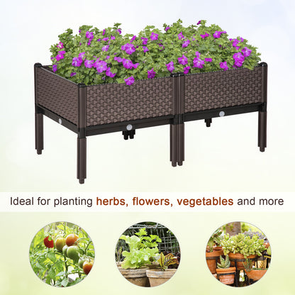 Set of 2 Indoor/Outdoor Planter Boxes | Garden Raised Elevated Beds