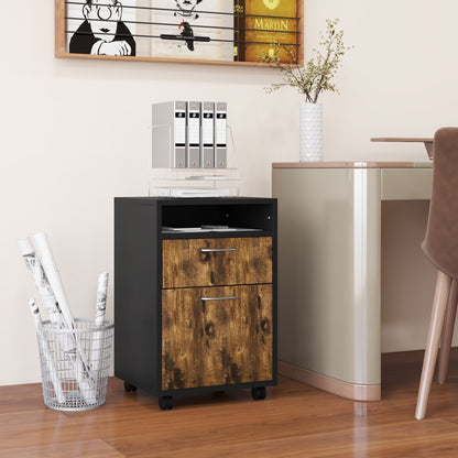 Filing Cabinet, Mobile File Cabinet with 2 Lockable Drawers, Office Home Organiser on Wheels for A4