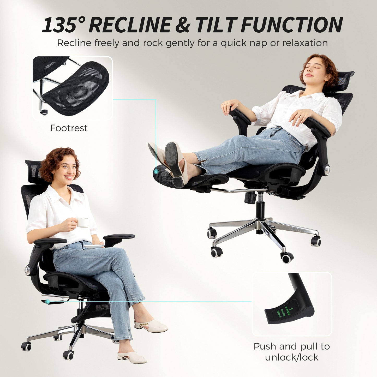 Ergonomic Office Chair, High Back Mesh Desk Chair, Black