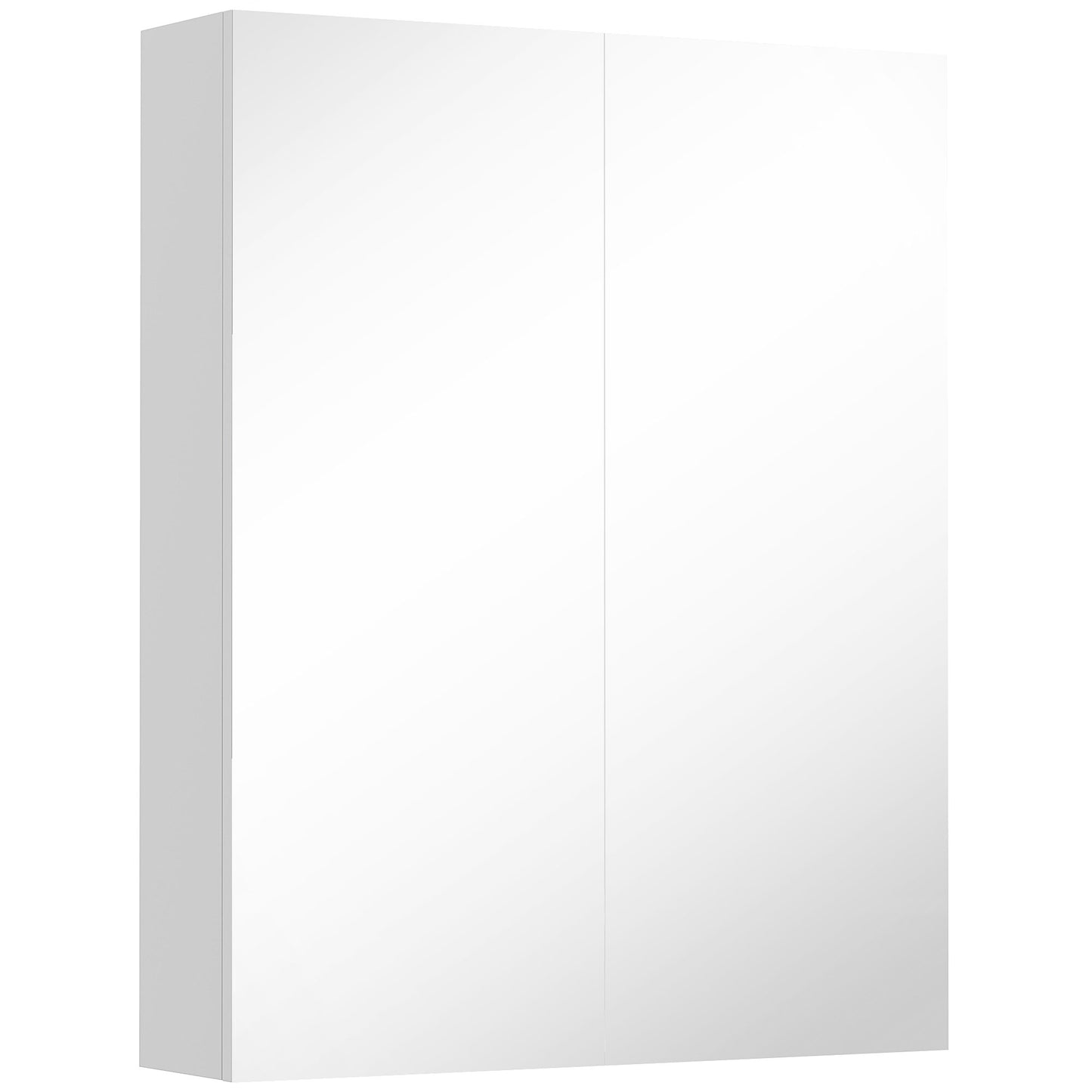 Wall Mounted Bathroom Mirror Storage Cabinet w/ Door Adjustable Shelf, White