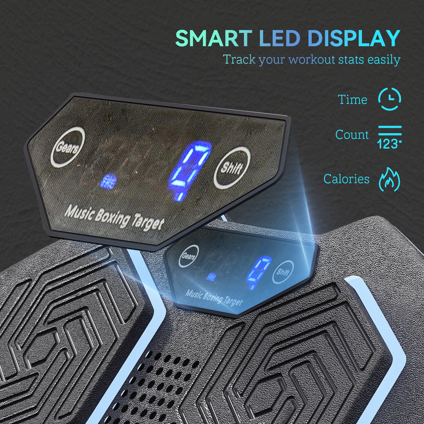 Music Boxing Machine, Smart Bluetooth Boxing Machine Wall Mounted with 9 Speeds & Modes, LED Lights, Punching Pad for Adults